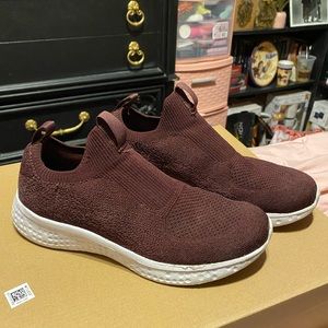 Burgundy slip on sneakers